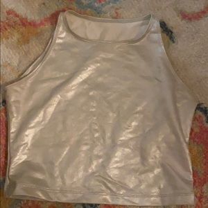 Metallic Silver American Apparel Crop Top